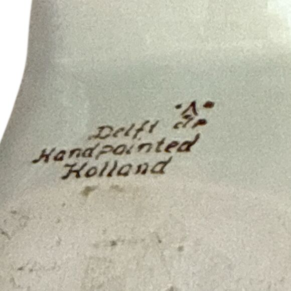 Vintage Delft Hand Painted Holland Dutch Clog Ashtray Polychrome Windmill 4.5” - Picture 6 of 10